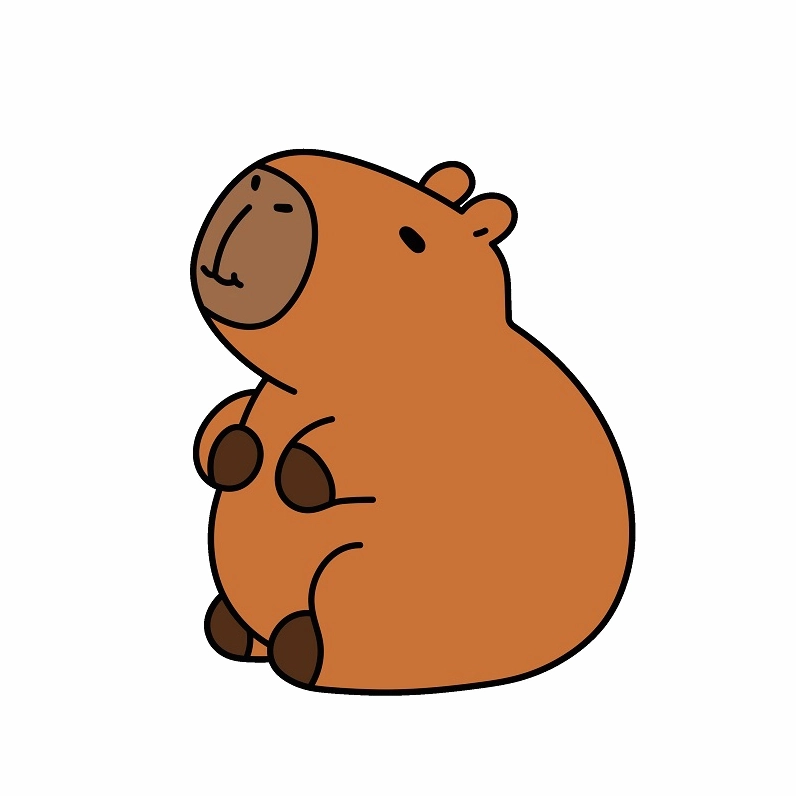 Capybara được tô màu nâu nhẹ nhàng