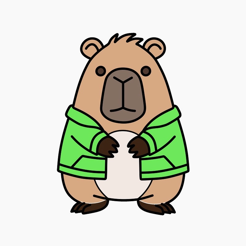 Capybara với các chi tiết chân và mõm được làm rõ