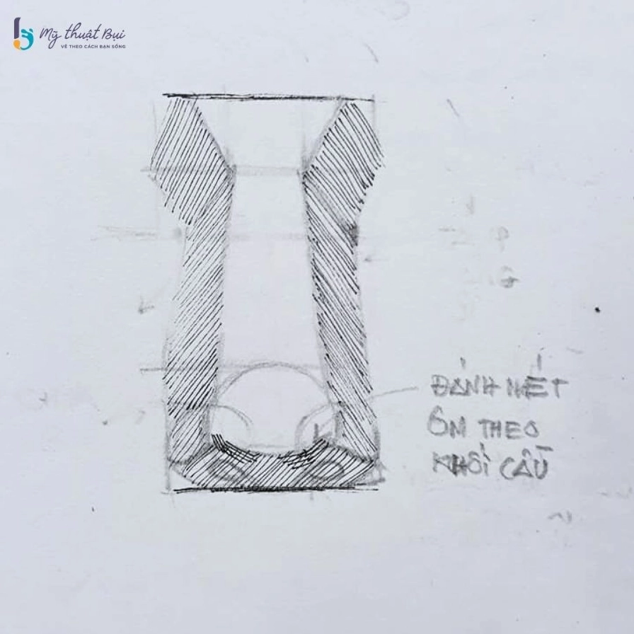 Đánh nét tạo khối cho quả mũi