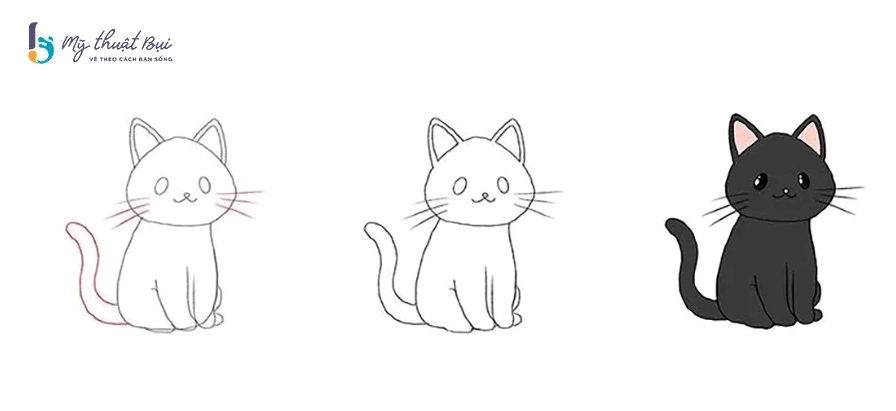 Đi nét và tô màu cho nhân vật chibi nữ hoàn chỉnh