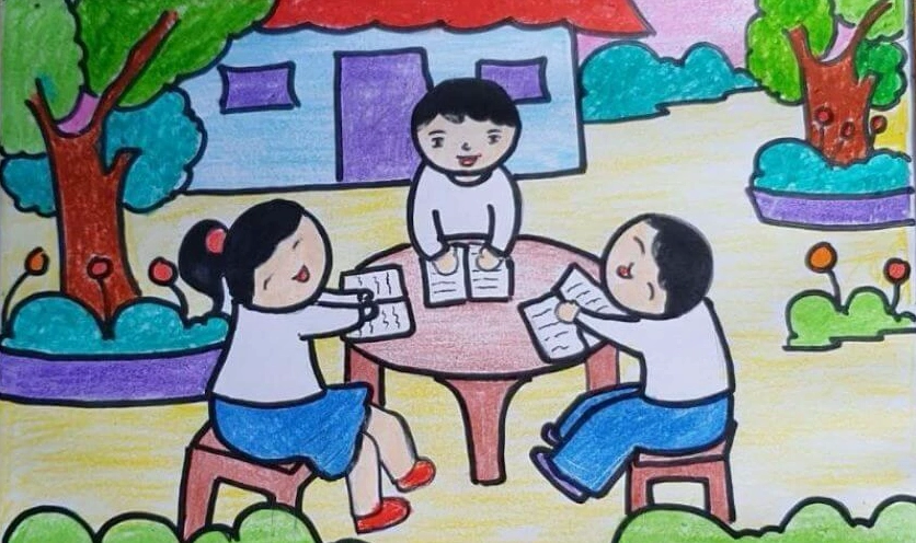 Hình ảnh học sinh ôn bài