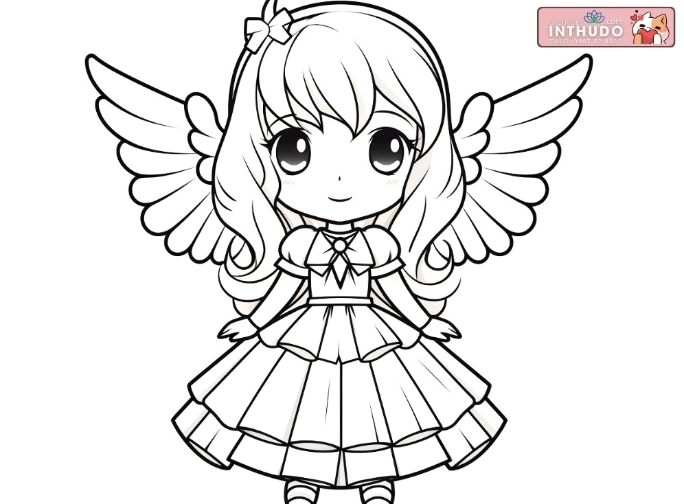 Hình công chúa chibi dễ thương cute đơn giản cho các bé tập tô màu