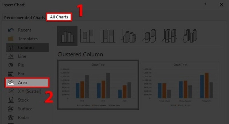 Hướng dẫn cách vẽ biểu đồ miền trong Excel