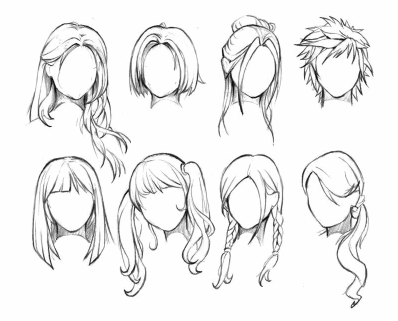 Minh họa các lọn tóc xoăn trong vẽ anime