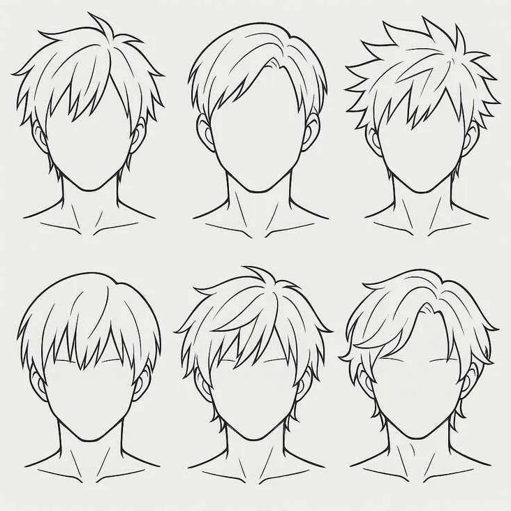 Minh họa các mẫu tóc anime sáng tạo