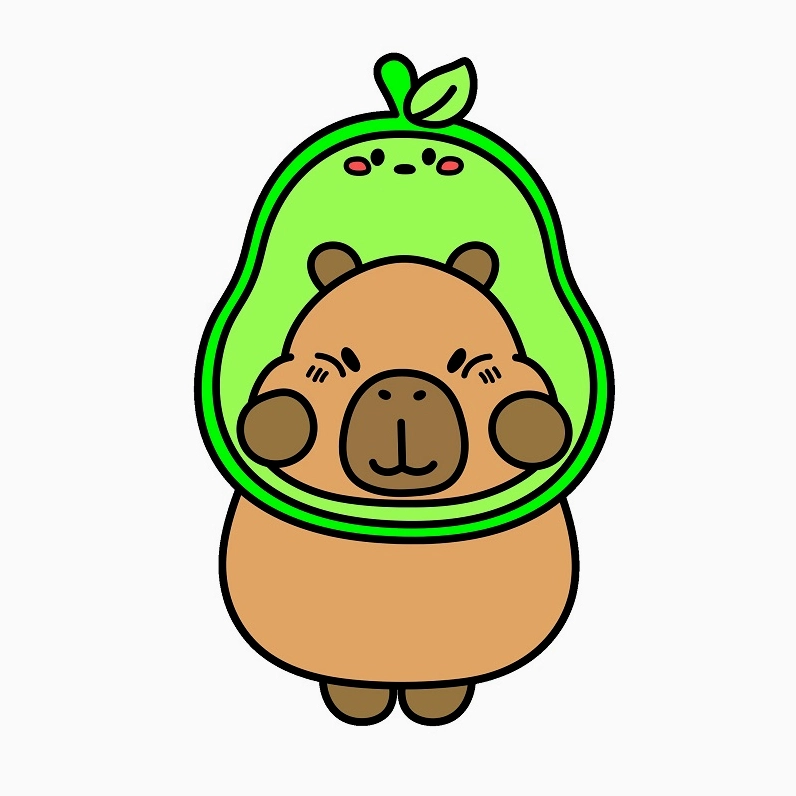 Nhiều mẫu vẽ Capybara với các tư thế và biểu cảm khác nhau
