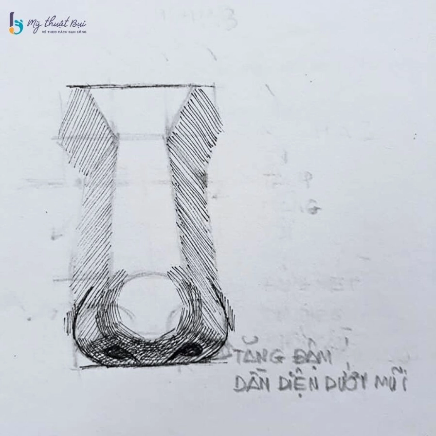 Tăng độ đậm vùng dưới mũi và bóng đổ