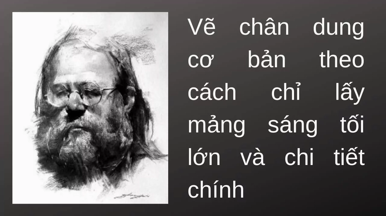 Vẽ chân dung cơ bản theo cách chỉ lấy mảng sáng tối lớn và chi tiết chính