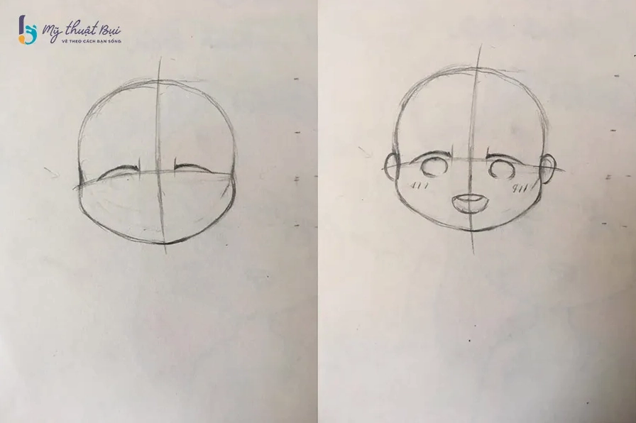 Vẽ chi tiết mắt, mũi, miệng cho nhân vật Chibi