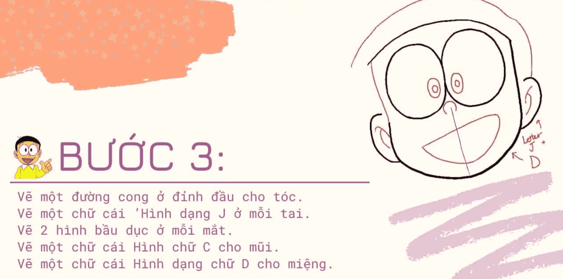 Vẽ mái tóc Nobita